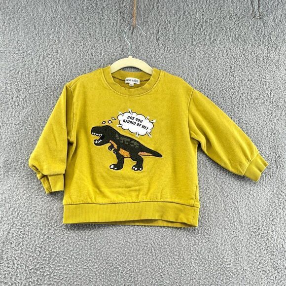 Shoo la Rue Kids 4T Crew Sweatshirt Dinosaur Mustard Yellow - Picture 7 of 10